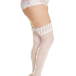 Coquette Hosiery Sheer Stockings With Wide Floral Elastic Top