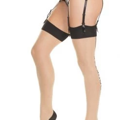 Hosiery Sheer Cuban Heel Stockings With "Coquette" Back Seam