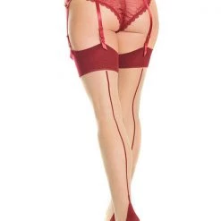Coquette Christmas Cuban Heel With Back Seam Sheer Stockings