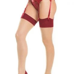 Coquette Christmas Cuban Heel With Back Seam Sheer Stockings
