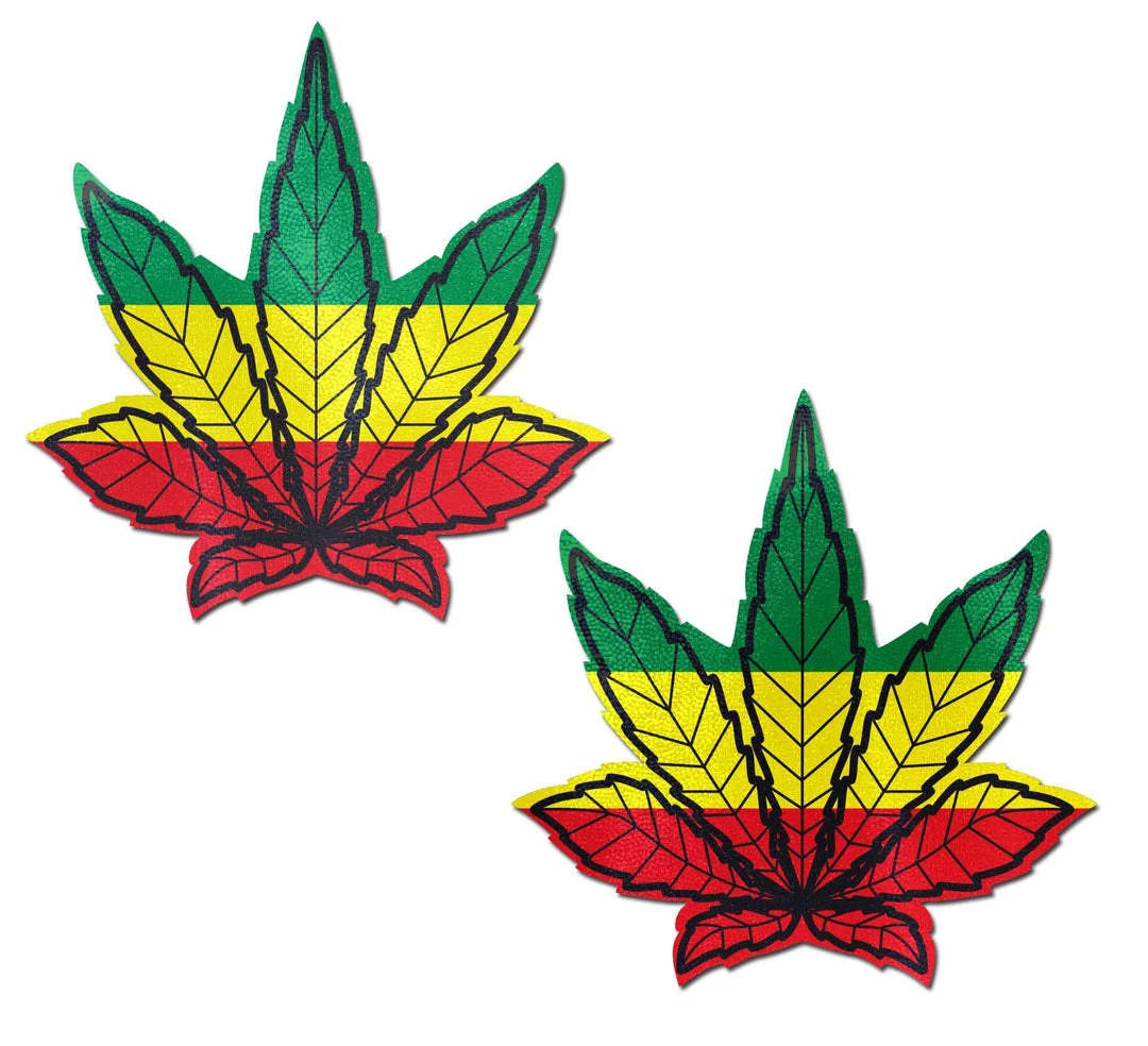 Pastease Indica Pot Leaf: Rasta Weed Nipple Pasties 1 Pastease Indica Pot Leaf: Rasta Weed Nipple Pasties