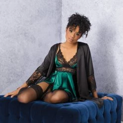 Coquette Christmas Lace & Satin Babydoll & Thong Set