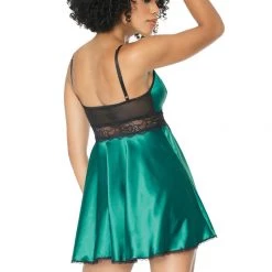 Coquette Christmas Lace & Satin Babydoll & Thong Set