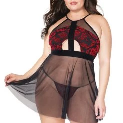 Coquette Christmas Halter Babydoll & G-String Set