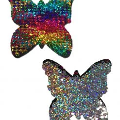 Pastease Monarch: Rainbow & Silver Glitter Color Changing Sequin Nipple Pasties