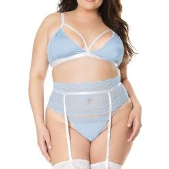 Coquette Metallic Stretch Lace Bra Set Lingerie