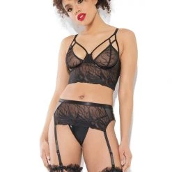 Coquette Flame Embroidered Bra Set Lingerie