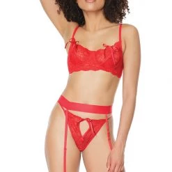Coquette Scallop Stretch Lace Bra Set Christmas