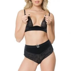Coquette Stretch Velvet Bra & Panty Set Christmas
