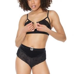 Coquette Stretch Velvet Bra & Panty Set Christmas