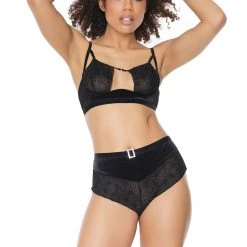 Coquette Stretch Velvet Bra & Panty Set Christmas