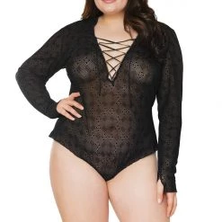 Coquette Christmas Velvet Flocked Mesh Romper