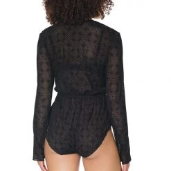 Coquette Christmas Velvet Flocked Mesh Romper