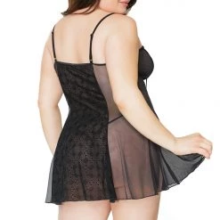 Coquette Velvet Flocked Mesh Chemise