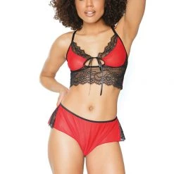 Coquette Scallop Lace Cami Top & Panty Christmas