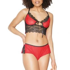Coquette Scallop Lace Cami Top & Panty Christmas