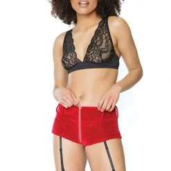 Coquette Velvet Garter Shorts Christmas