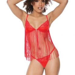 Coquette Fringe Bra & Panty Set Christmas