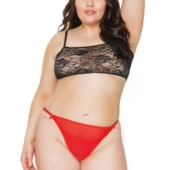 Coquette Christmas Ruffle Back Crotchless Panty