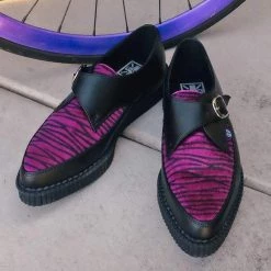 TUK A9513 Black Tukskin™ & Zebra Pointed Buckle Creeper