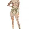 Coquette Hosiery Tattoo Print Crotchless Body Stocking