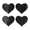 Pastease Petites: Two-Pair Small Liquid Black Hearts Nipple Pasties