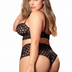 Mapale Lingerie Sheer Dot Mesh 2PC Set