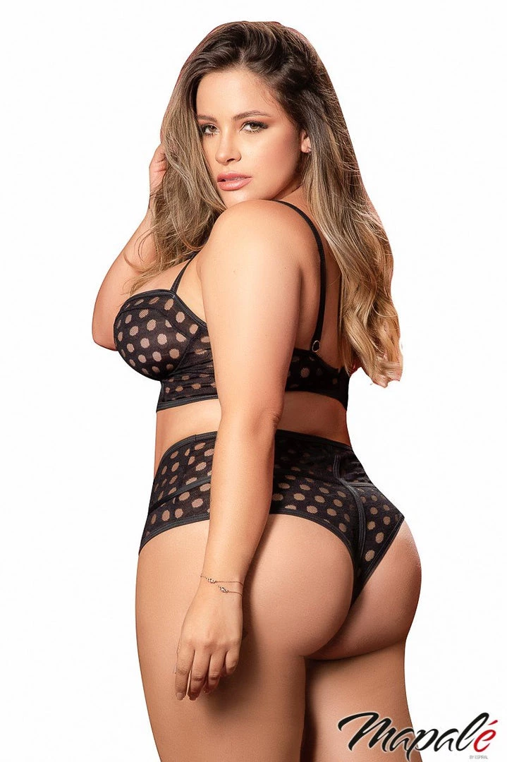 Mapale Lingerie Sheer Dot Mesh 2PC Set 2 Mapale Lingerie Sheer Dot Mesh 2PC Set