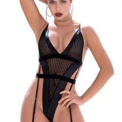 Mapale Lingerie Women Striped Garter Teddy
