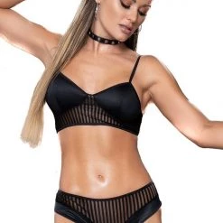 Mapale Lingerie 2PC Striped Mesh Set Women