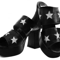 TUK A9442L Black & Silver Star Strappy Marley Heel Women