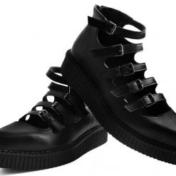 TUK A9417L Black TUKskin™ Multi-Strap Pointed Mary Jane Creeper