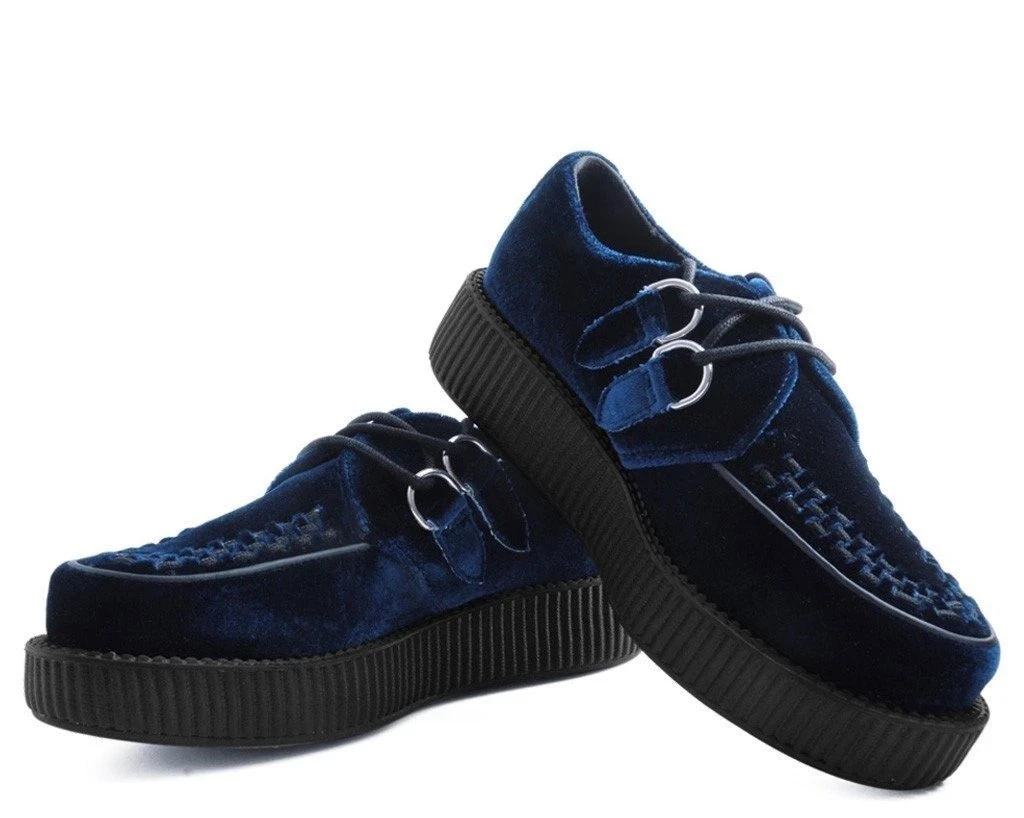 Women TUK V9269 Midnight Blue Velvet Creeper 2 Women TUK V9269 Midnight Blue Velvet Creeper