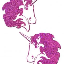 Pastease Unicorn: Hot Pink Glitter With White Unicorn Nipple Pasties Halloween