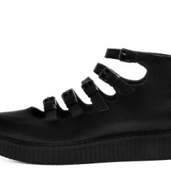 TUK A9417L Black TUKskin™ Multi-Strap Pointed Mary Jane Creeper