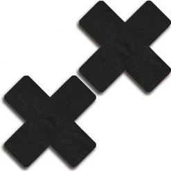 Glitter Women Satin Solid Black Cross Pasties
