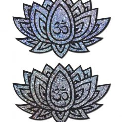 Pastease Lotus: Glitter Silver Ohm Lotus Nipple Pasties Christmas