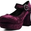 TUK A9441L Burgundy Velvet Mary Jane Marley Heel
