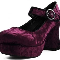 TUK A9441L Burgundy Velvet Mary Jane Marley Heel