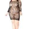 Glitter Women Hosiery Knit Chemise-O-SQ-Black