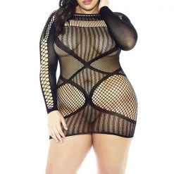 Glitter Long Sleeve Hosiery Chemise