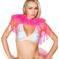 Roma Fringed Shrug With Fur Detail