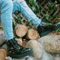 TUK A9502 Black Hologram Pointed Lace Up Boot 23 TUK A9502 Black Hologram Pointed Lace Up Boot