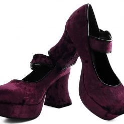 TUK A9441L Burgundy Velvet Mary Jane Marley Heel