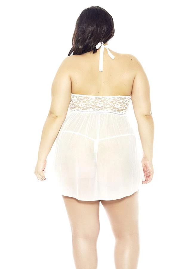 Glitter Women Halter Lace & Mesh Babydoll 4 Glitter Women Halter Lace & Mesh Babydoll