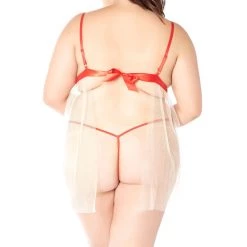 Glitter Women Mesh Hearts Babydoll