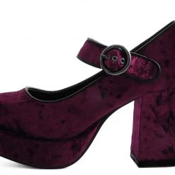 TUK A9441L Burgundy Velvet Mary Jane Marley Heel