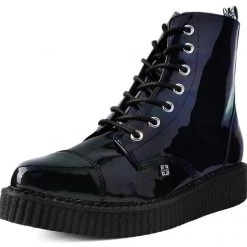TUK A9502 Black Hologram Pointed Lace Up Boot