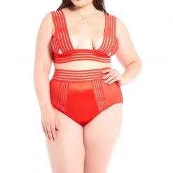 Glitter Women Elastic Hearts Bra Set