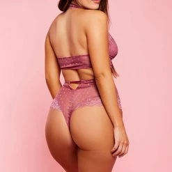 Glitter Lace Halter Bralette & Panty Set